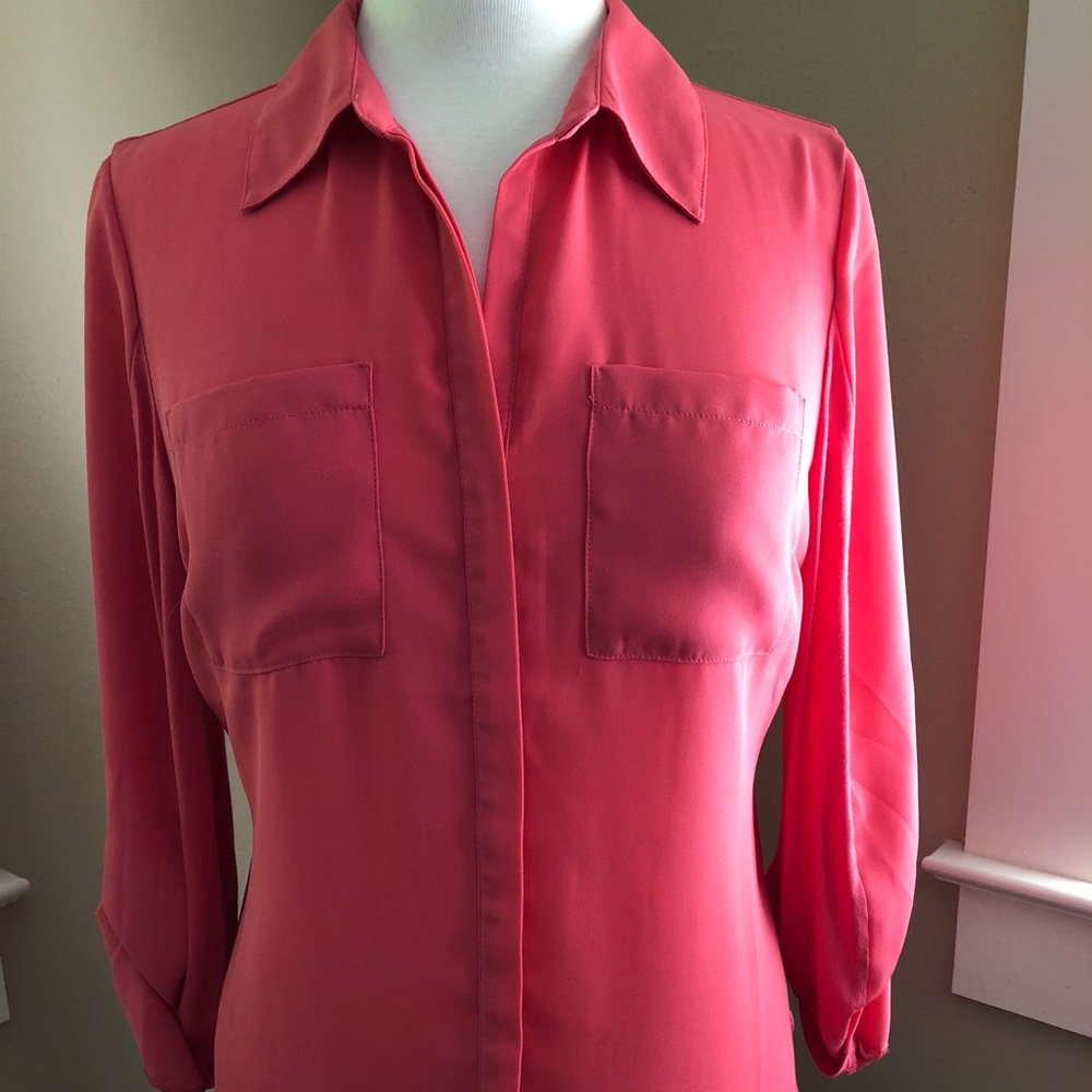 INC L/S Button Down Blouse Salmon Size M